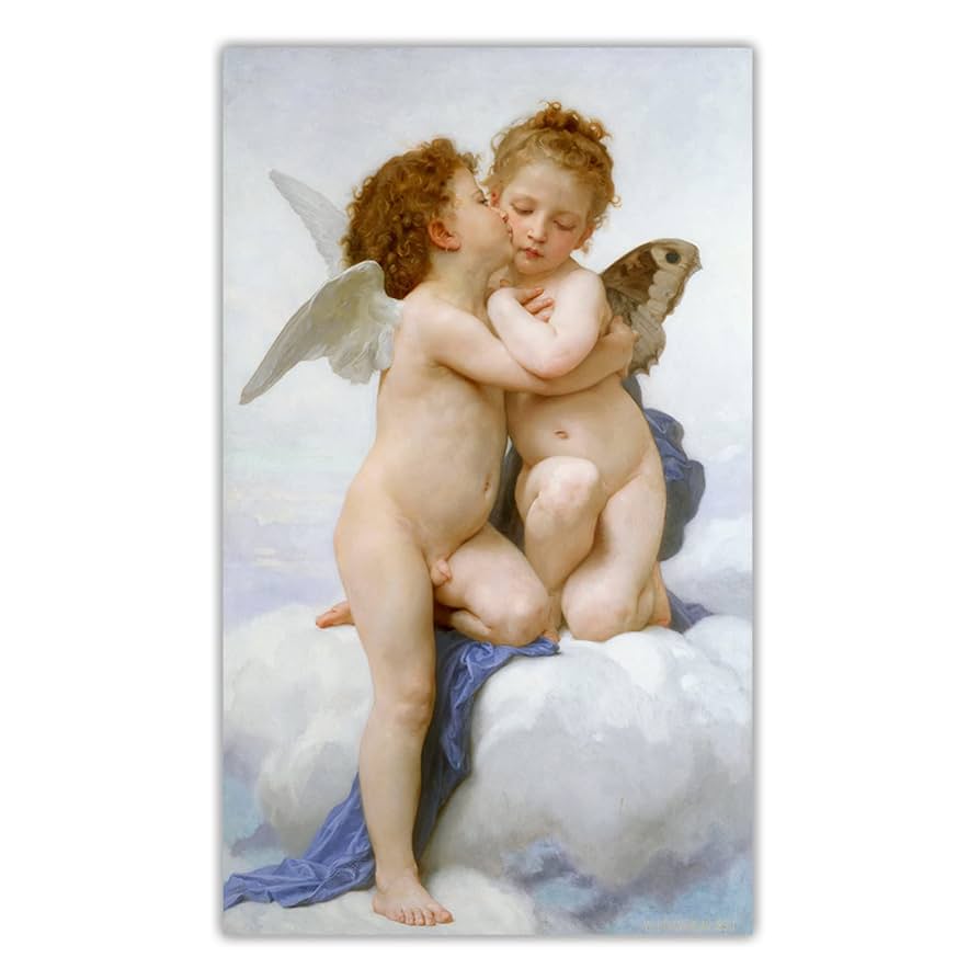 キャンバス プリントアート ブーグロー ファーストキス 絵画 額付 インテリア Amazon｜ウィリアムアドルフブーグローキャンバスウォールアート